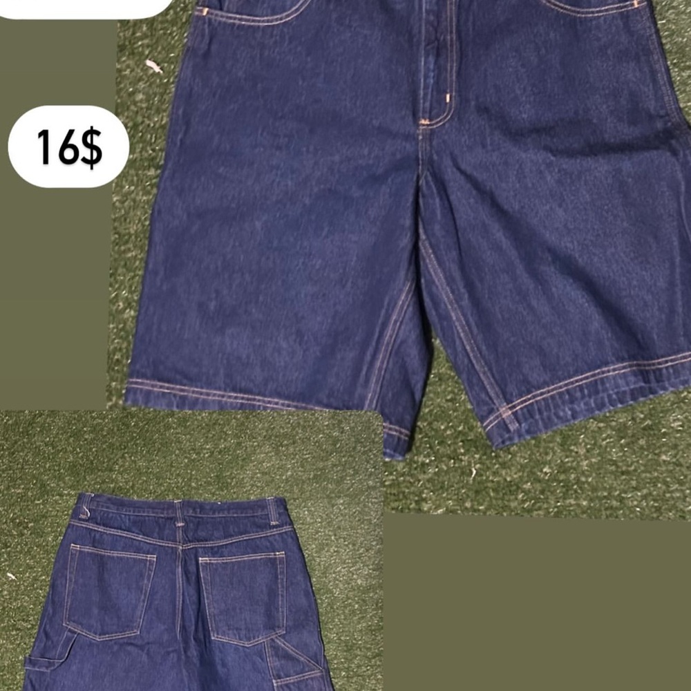 Blue Jean Shorts with Cuffed Hem and Classic Design